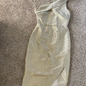 Top shop one shoulder dress- gold shimmer